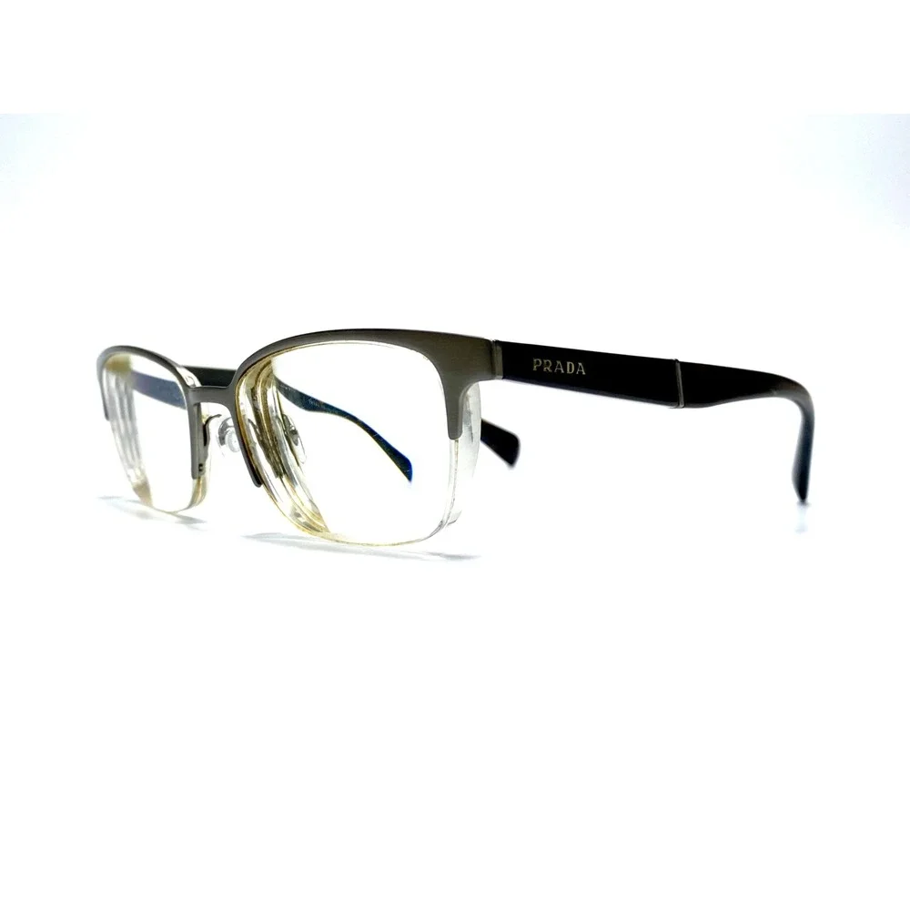 Prada Matte Silver Square Club Master Glasses Italy VPR50P LAI 101 53 19 145